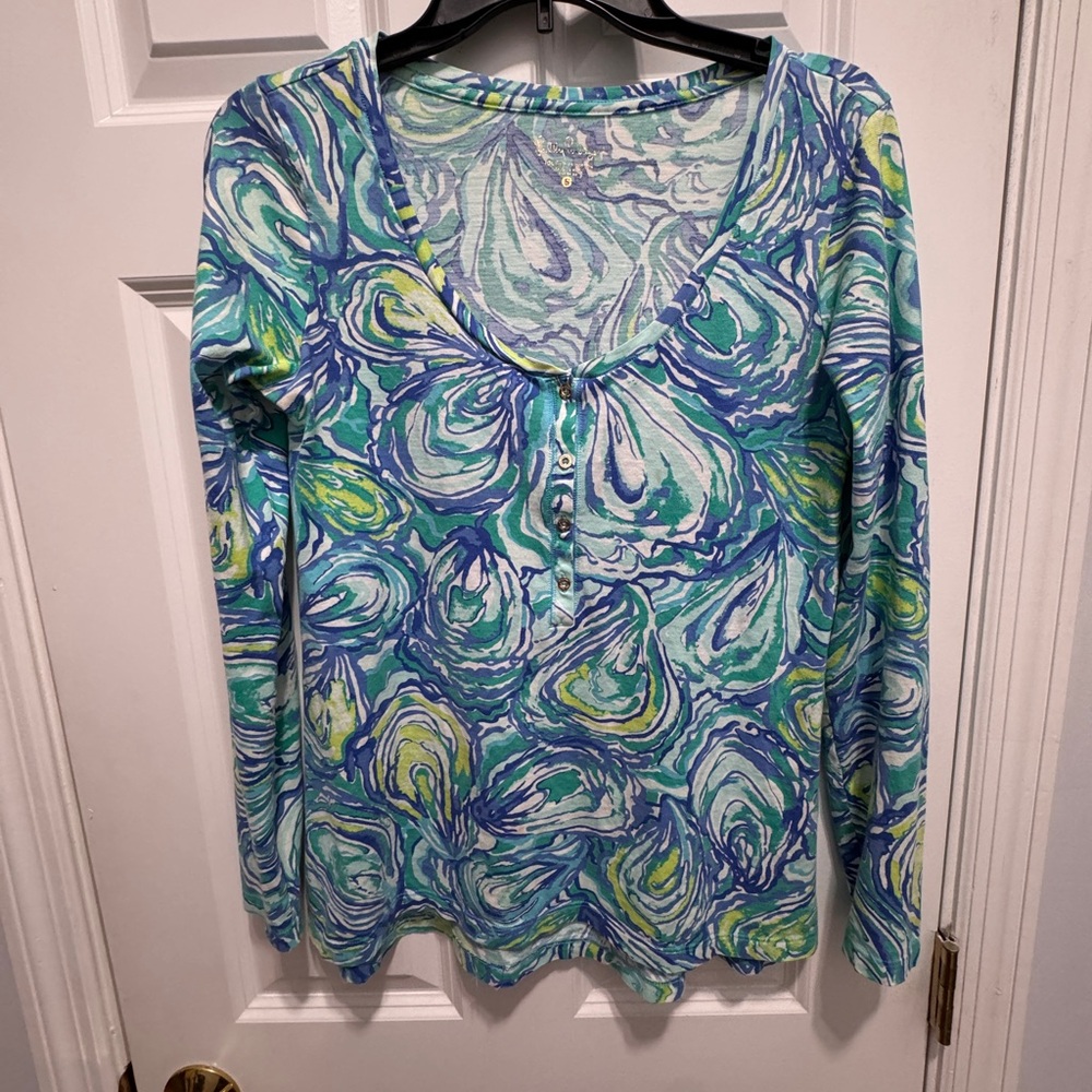 Lilly Pulitzer size s so tells sparkling blue oh shucks oyster